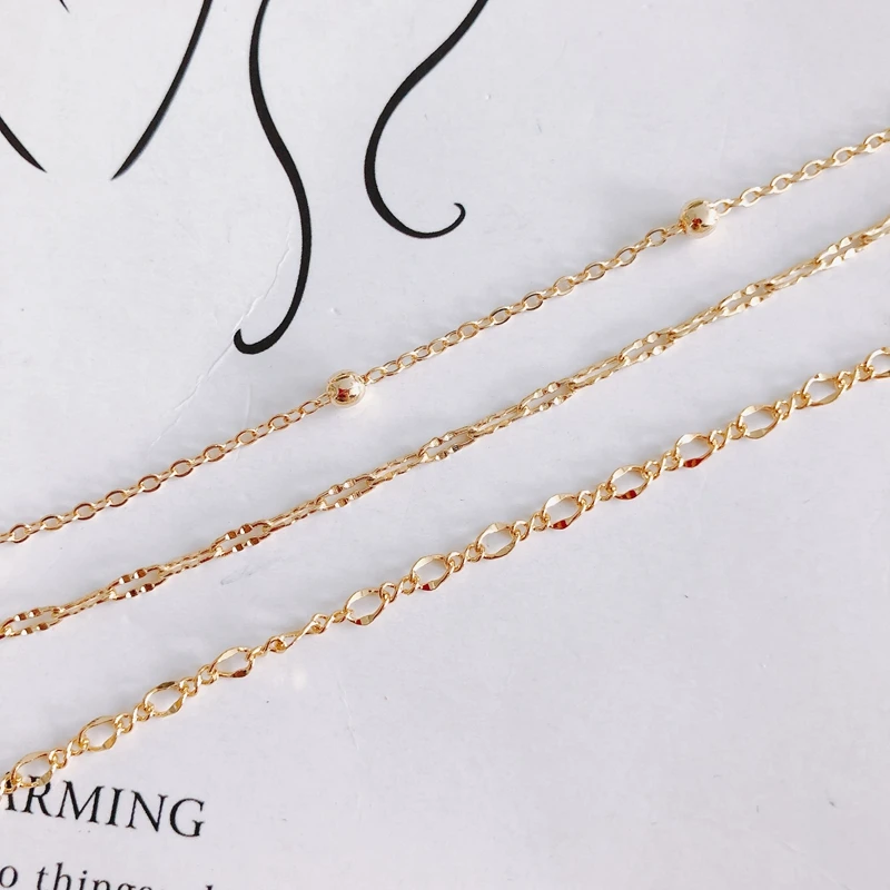 Real Gold Electroplating Simple Fashion Peach Heart Chain Necklace Bracelet Material Basic Accessories Wholesale Sell 1M