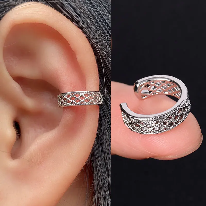 1pc Punk Cool Cuff Wrap Clip On Earrings Women Girls Climber Ear Cartilage Bone Stackable Clips Fake Earing Non Piercing Cuffs