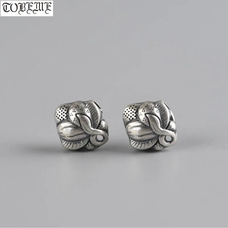 

Handcrafted 100% 925 Silver Flower Bead Vintage 925 Sterling Flower Loose Beads DIY Jewelry Findings Bracelet Beads
