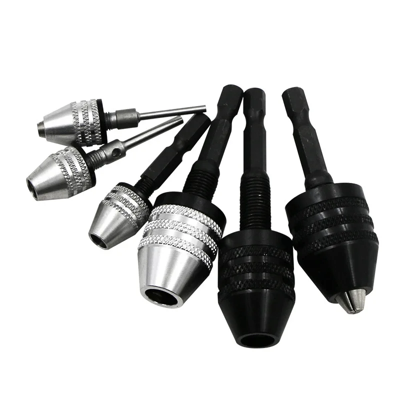Hex wiertła bity Adapter Keyless uchwyt wału zacisk 0.3-8mm wał silnika elektrycznego Mini uchwyt wiertarski uchwyt 1/4 ''Hex Shank uchwyt wiertarski