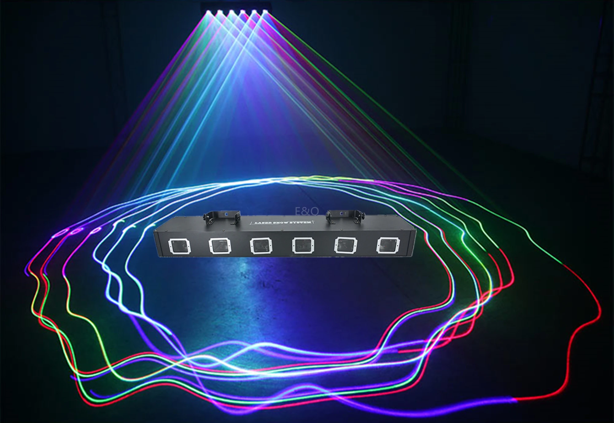 Six-head RGBY full-color laser projector lamp DMX512 laser beam lamp is suitable for Christmas party, music party, etc.