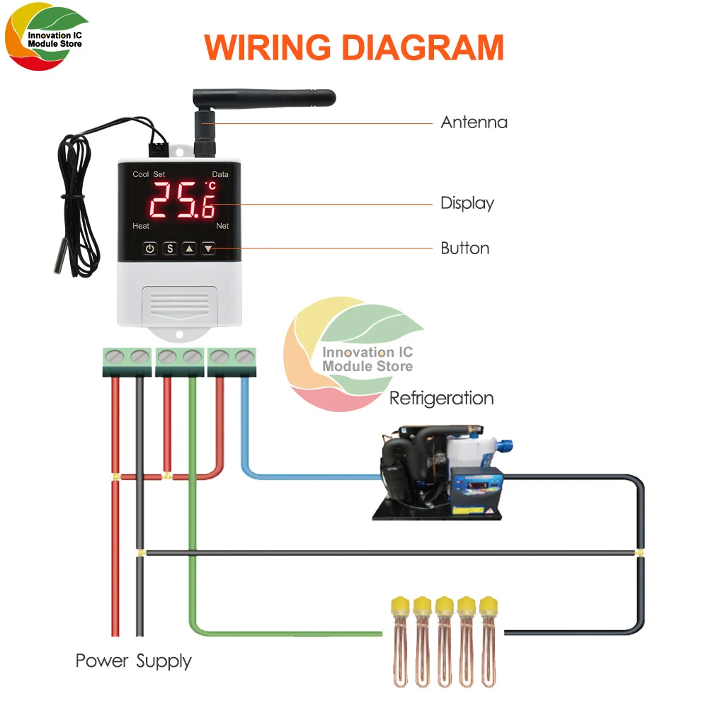 DTC2201 Wireless WiFi Thermostat Thermostat DS18B20 Sensor Digital Display Smart Home APP Temperature and Humidity Controller