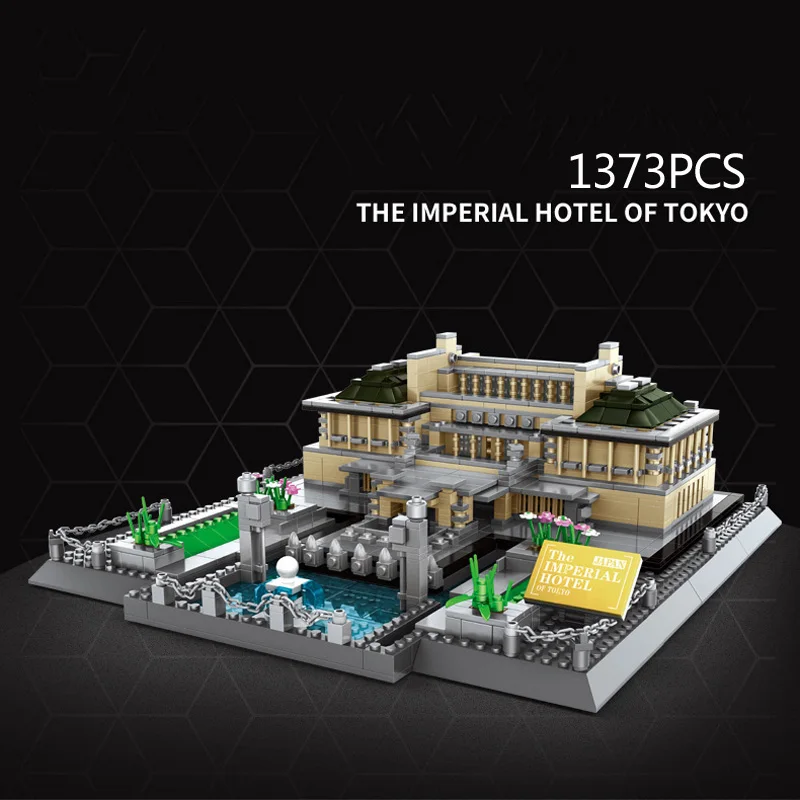 World Famous Modern Architecture Japan Imperial Hotel Tokyo Building Block Assemble Model Bricks Toys Collection For Gifts