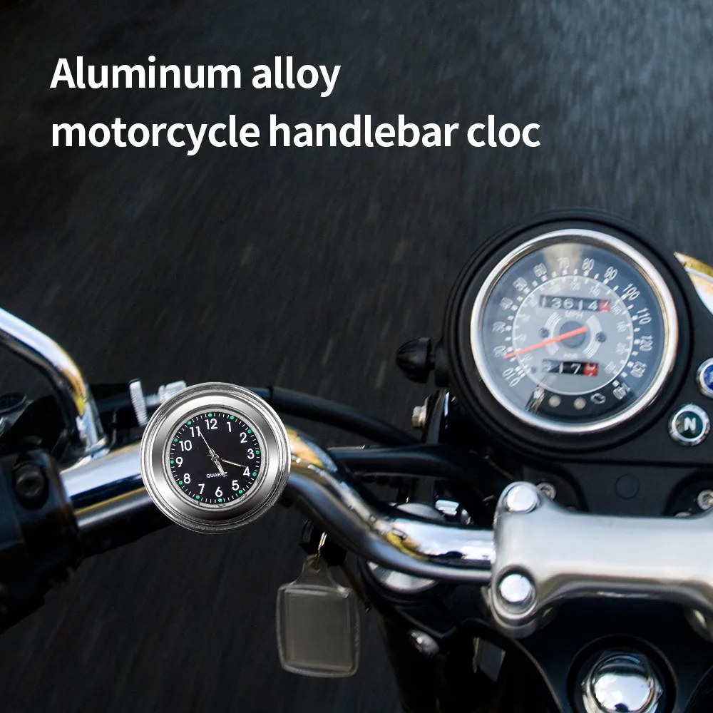 Aluminum Quartz Watch Luminous Clock Handlebar Mount for Motorcycle Scooter Bicycle Handlebar Waterproof Time Display Universal