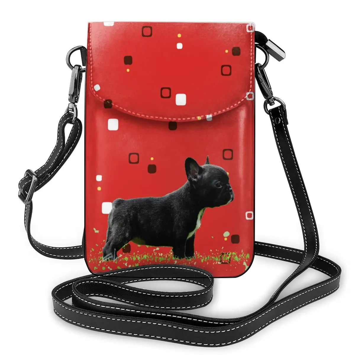 

French Bulldog Puppies PU Leather Crossbody Shoulder Bags for Women Small Daily Handbag Female Totes Bags Purses And Handbags