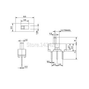 20 PCES SS12D00 Sliding Switch Mini Sliding Switch 3Pin 1P2T 2 High Quality Position Alternation Switch Fisting: 3mm/4mm/5mm/6mm 10 Main Sales Settlement Switch - №5