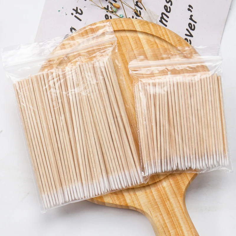 Coton-tige ultra fin non pelucheux, micro brosse, bois, petits trous pointus, extension de cils, colle, outils de livres, 100 pièces