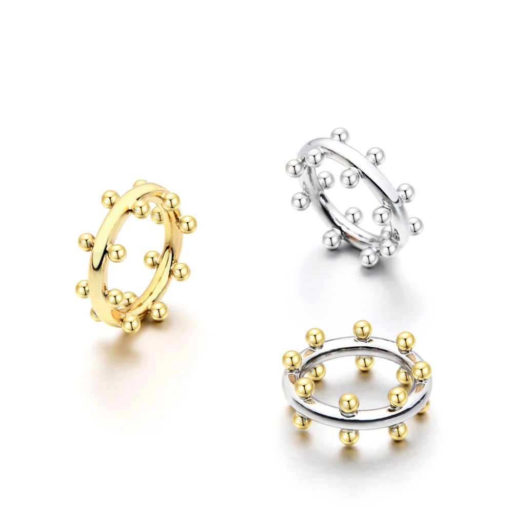 Gold Double Row Ball Midi Ring - Copper Knuckle Ring for Women