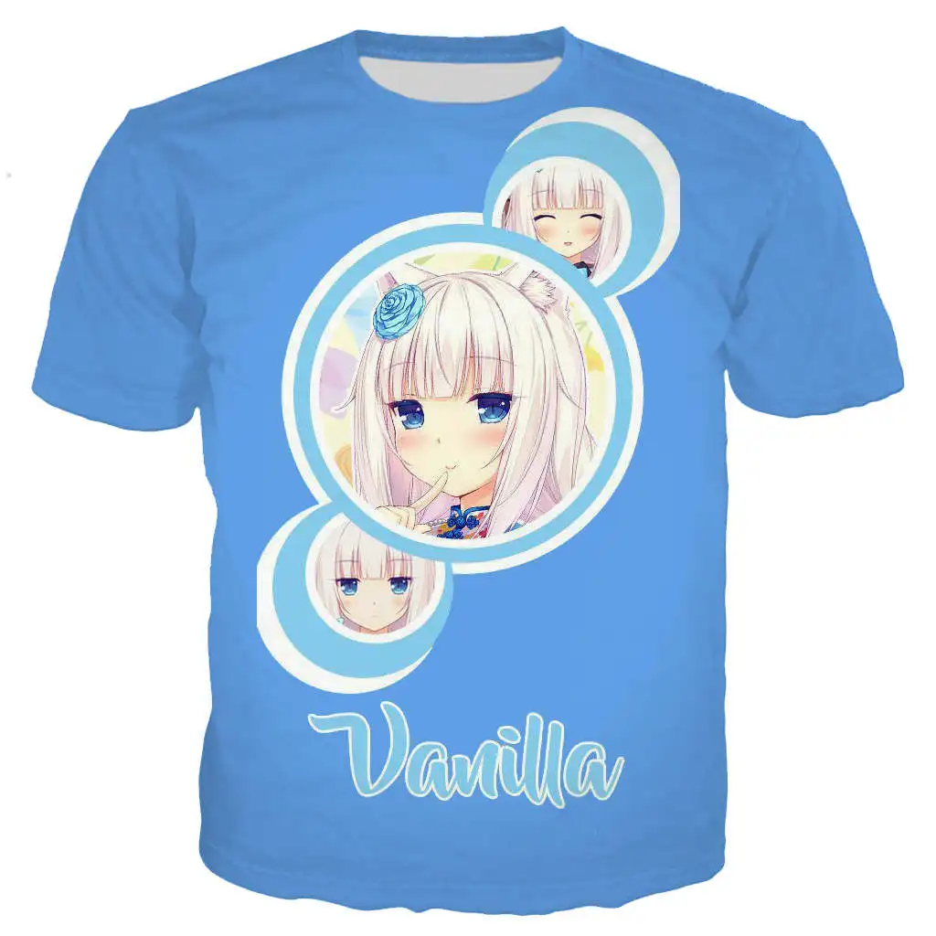 Camiseta con estampado 3D de nekolara chocolate para hombre y mujer, ropa de calle de manga corta, estilo Harajuku, nueva