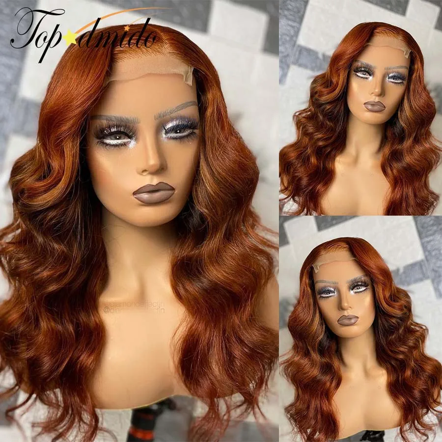 

Topodmido Brown Color Lace 4x4 Lace Closure Wigs with Baby Hair Indian Remy Hair 13x4 Lace Front Wig Glueless Human Hair Wigs