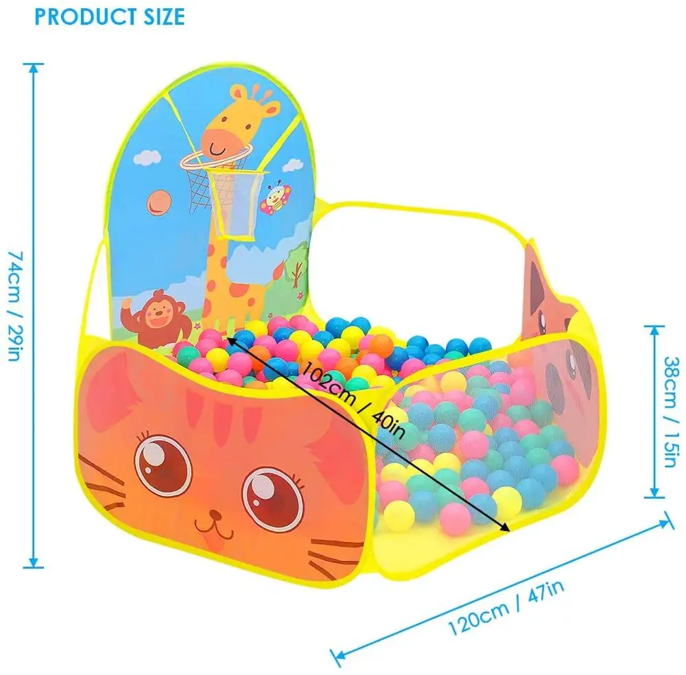 1.2m crianças playpen playground bola infantil pit bolas piscina seca com aro de basquete parque infantil tenda portátil crianças balões brinquedos