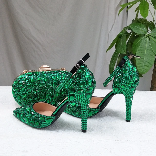 Crystal Shoes Heel Green Green Party Shoes Women Green Dress Shoes Women 2023 New Aliexpress