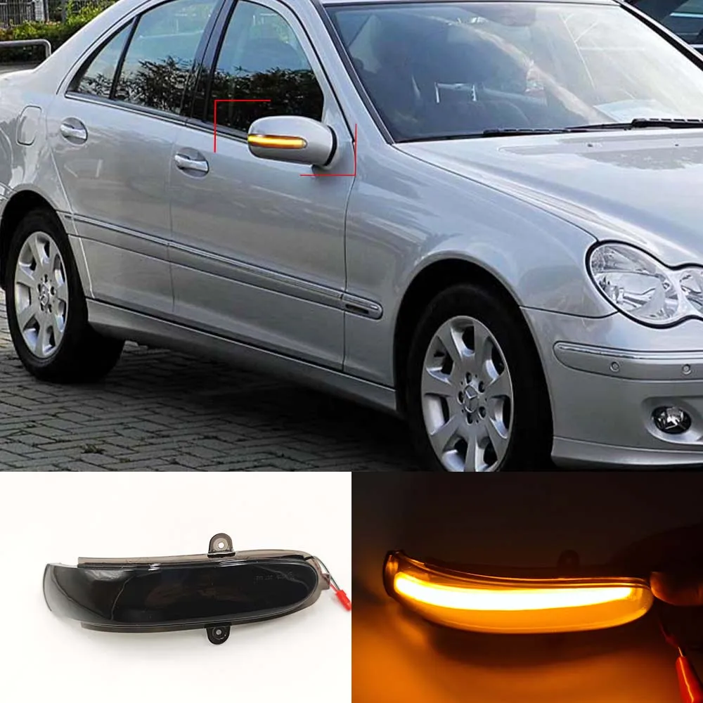 Car Flashing 1 Pair For Mercedes Benz C Class W203 S203 CL203 2001 - 2007 LED Dynamic Turn Signal Light Side Mirror Blinker