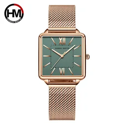 Japan Quartz Movement High Quality 34mm Hannah Martin Women Stainless Steel Mesh Rose Gold Waterproof Ladies Watch Dropshipping