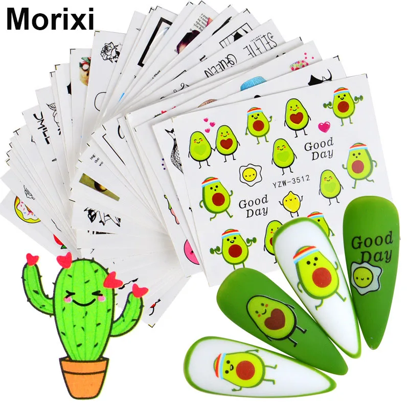 

Morixi nail art sticker ultra thin nail foils water transfer style smaple face flower plant avocado printing water decals FW086