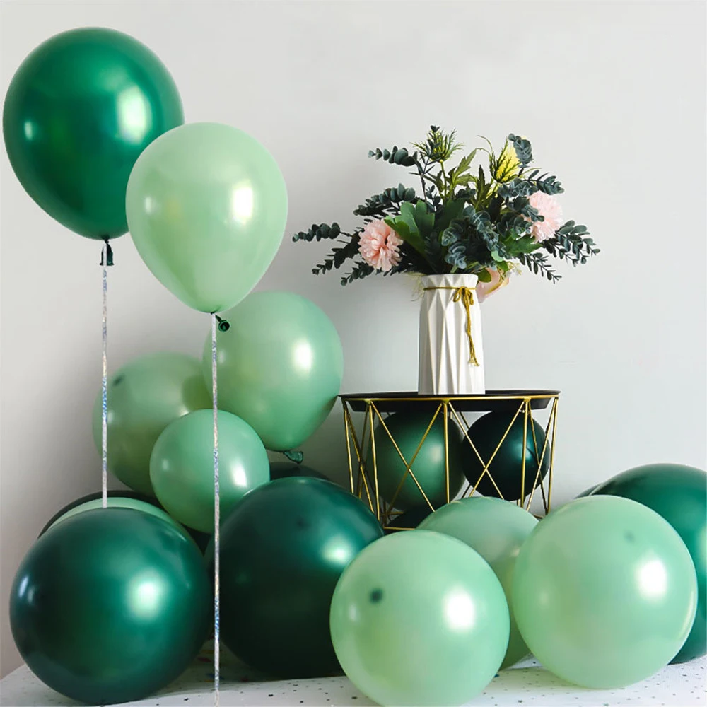 20pcs 10inch Bean Green balloons Emerald ink olive green balloons garland Arch Wedding birthday Party Decors Helium Globos