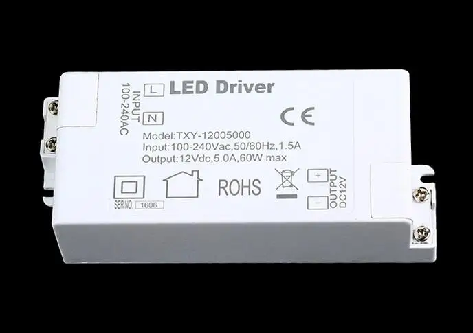 Fedex 100 pieces Led Power Supply 12V 5A 60W LED Driver AC DC adapter 100V-240V Lighting Transformer LED Lamp Strip 110V 220V