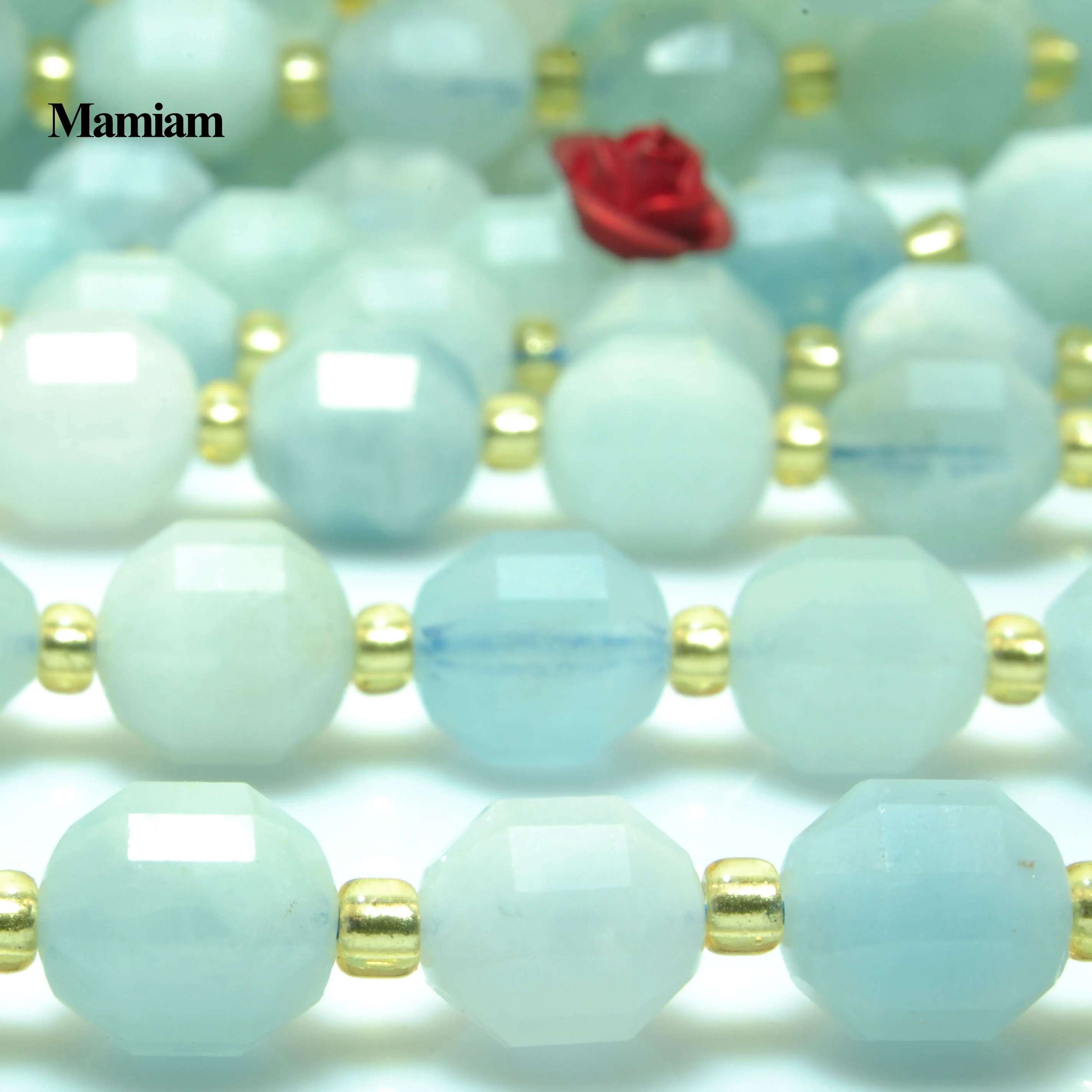 

Mamiam Natural Blue Aquamarine Faceted Cylinder Charm Beads 7x8mm Loose Stone Diy Bracelet Necklace Jewelry Making Gift Design