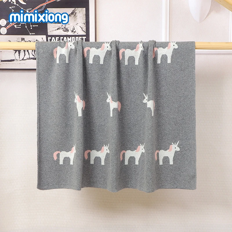 Coperte per neonati neonati maschi e femmine in cotone Swaddle Wrap Sleeping Covers for Infant Cute Unicorn trapunte per bambini lavorate a maglia