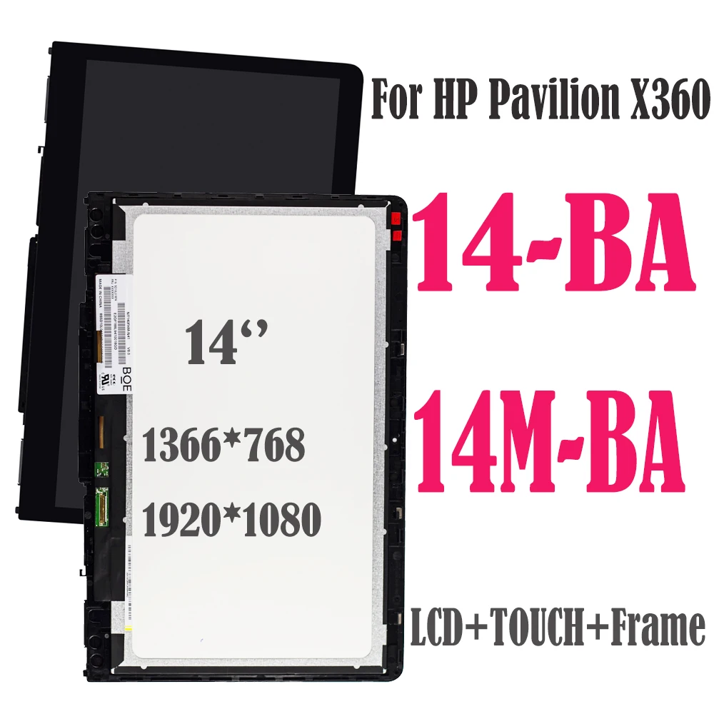 14.0'' IPS for HP Pavilion X360 14-BA 14M-BA Series LCD Display Touch Screen Digitizer Assembly B140XTN02.E N140HCE-EBA