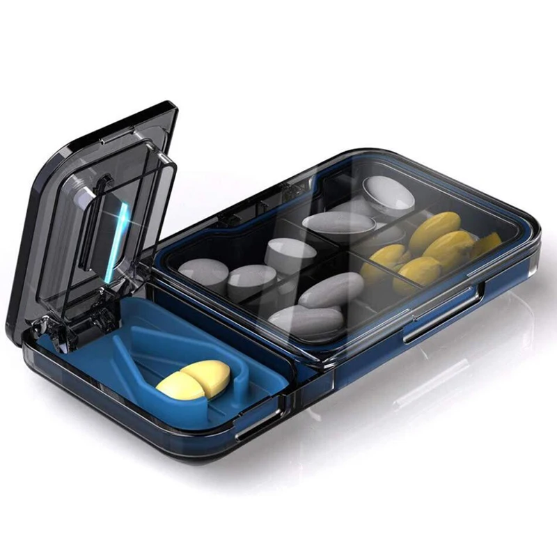 New 2 In 1 Portable Medicine Pill Holder Tablet Cutter Splitter Pill Case Drug Storage Container Pill Cutter Separate Divider