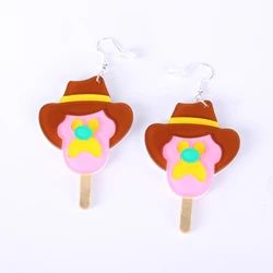 KUGUYS Cute Old Cowboy Ice Cream Drop Earrings for Women Acrylic Fashion Jewelry Novelty Accessories