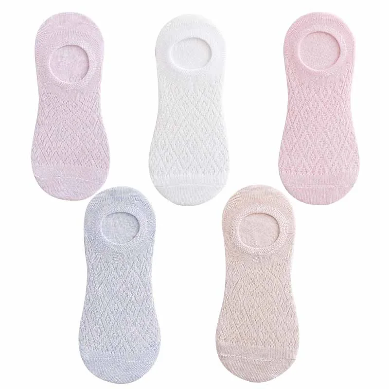 Boat sock girl Shallow mouth invisible socks Non slip mesh socks Summer thin breathable socks（5 pairs)