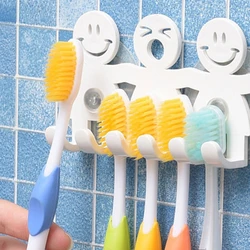 1pc titular escova dentes fixado na parede ventosa 5 posição bonito desenhos animados sorriso conjuntos acessórios do banheiro