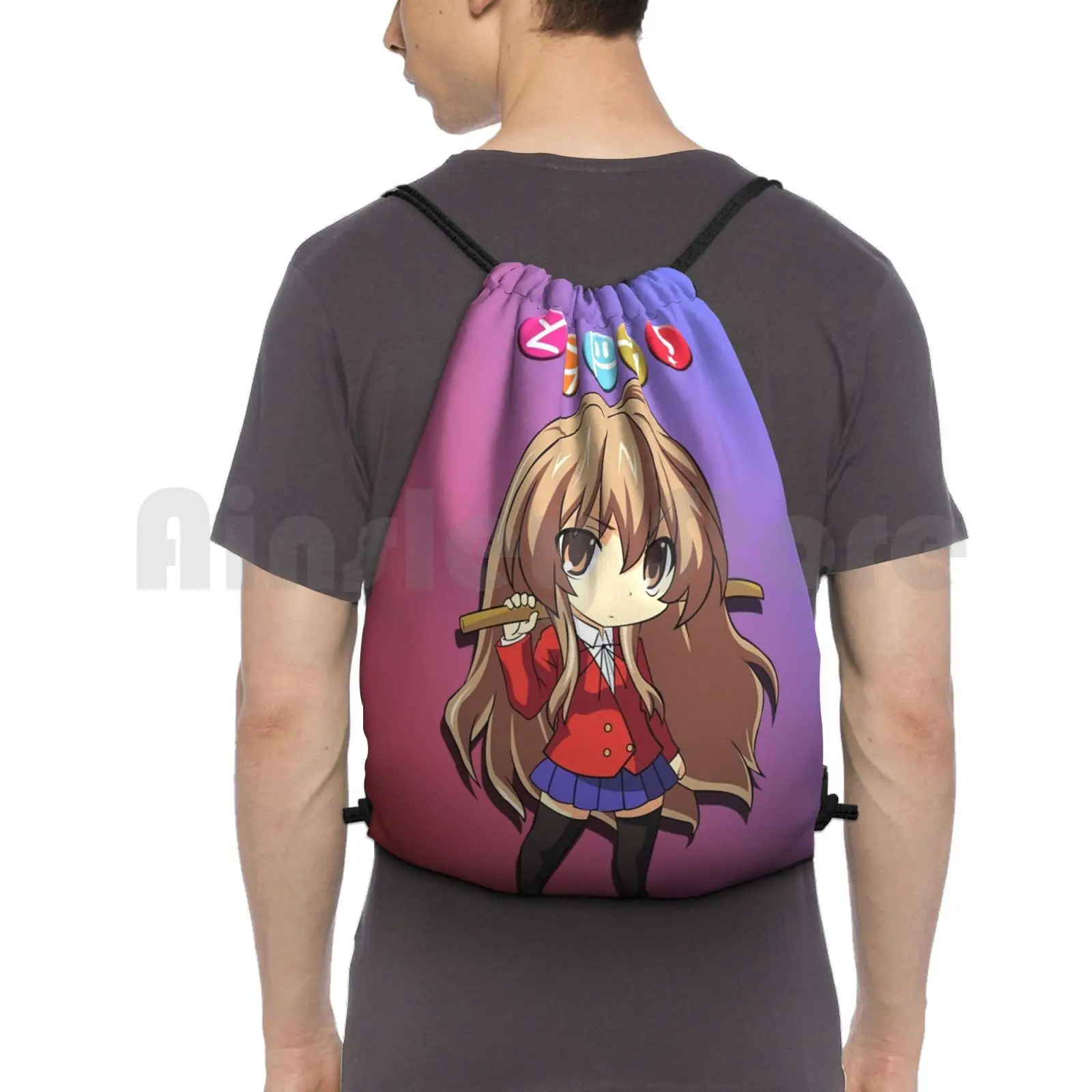 Toradora-Taiga Backpack Drawstring Bags Gym Bag Waterproof Toradora Taiga Anime Sleeve Beautiful Skin