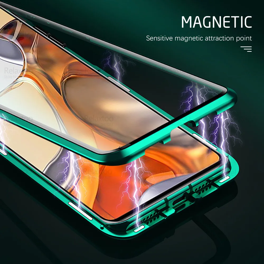 For Xiaomi 11T Pro Case 360° Magnetic Flip Protection Cover For Xiaomi11T Mi 11 T Mi11T 11TPro Double Sided Tempered Glass Coque