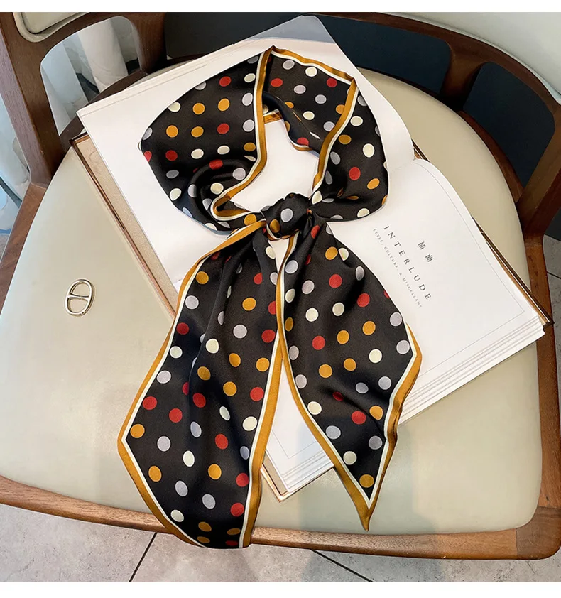 New fashion literary of small fresh and narrow long Dots head scarf decorative scarf headband tie wrist strap bag belt