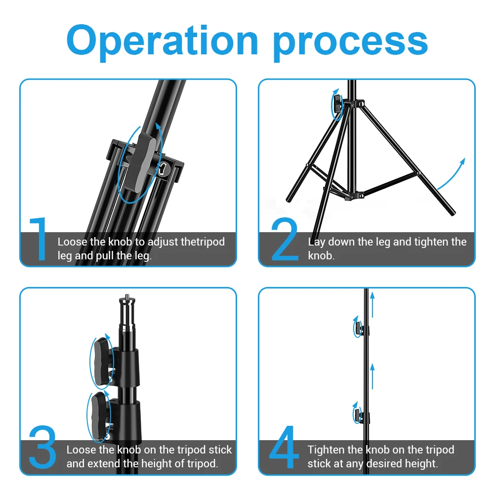 DRECURN 1.1/1.6/2.0 M Light Stand Tripod 1/4 Screw Mount Coonect DSLRs Cemare Ring Light Softbox Photographic Lighting Tripod