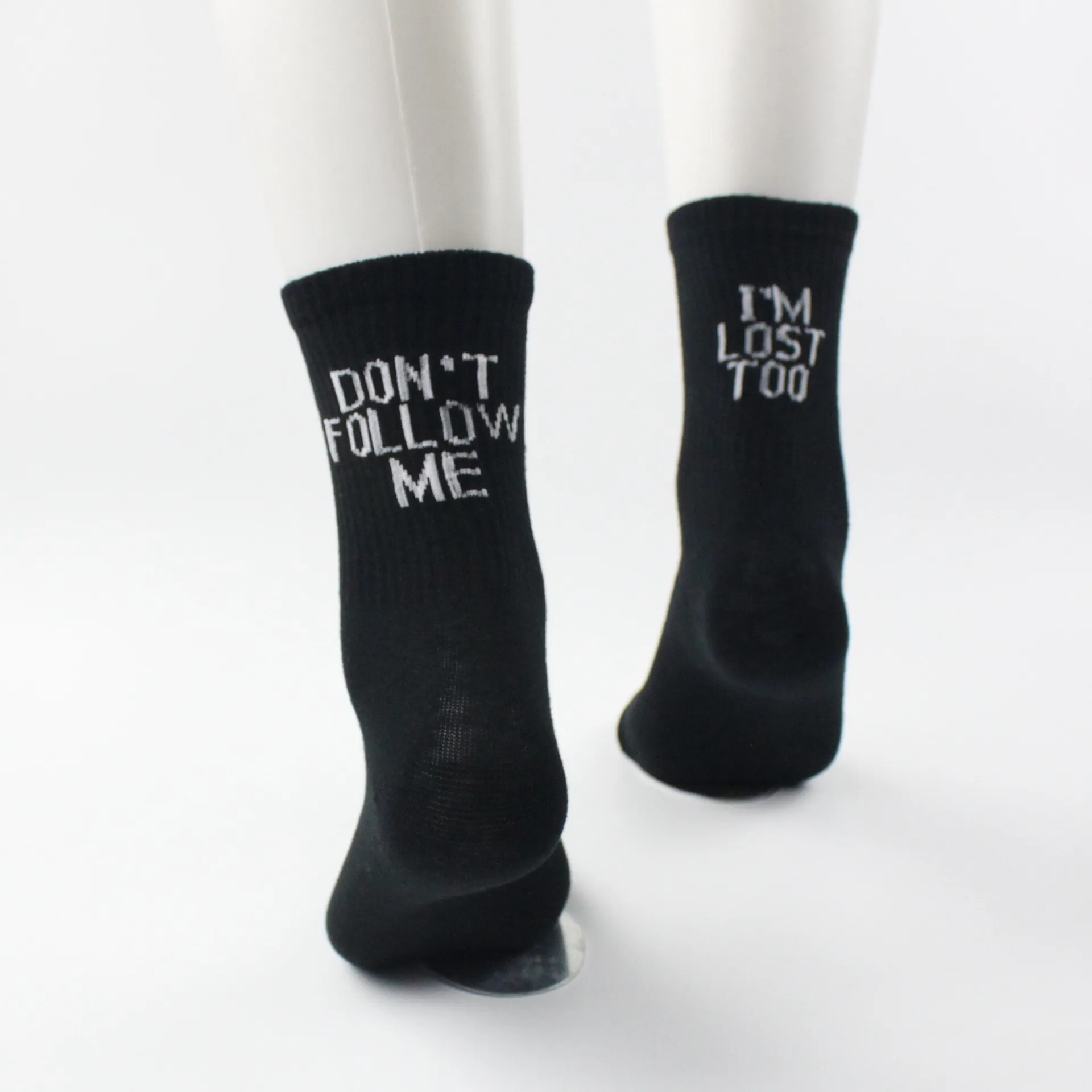 DON`T FOLLOW ME I AM LOST TOO casual men women letter socks hip hop Cotton skateboard high street harajuku funny happy socks