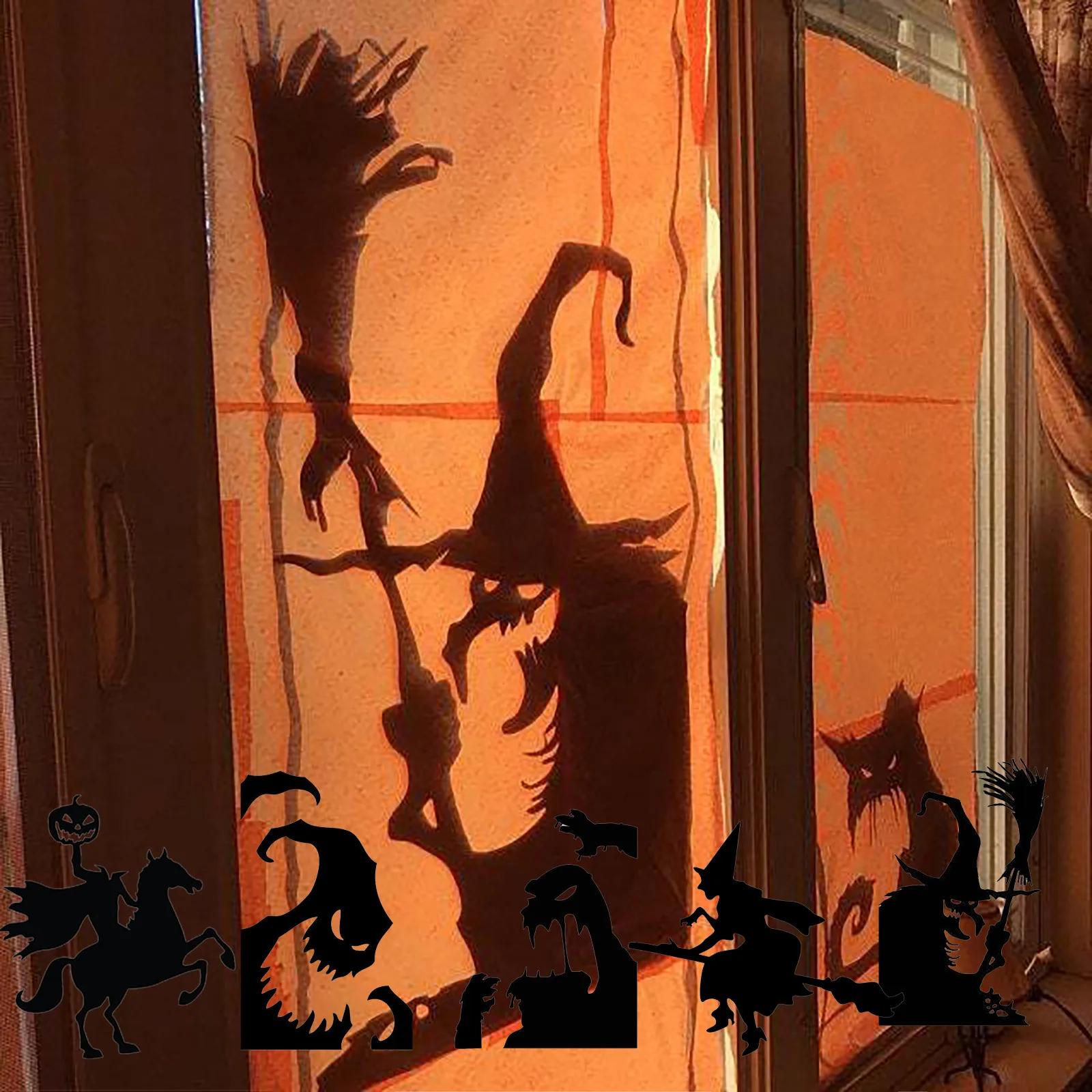 Horror Party Supplies Halloween Window Decoration Halloween Door Wall Decoration Sticker Scary Witch Halloween Home Decor