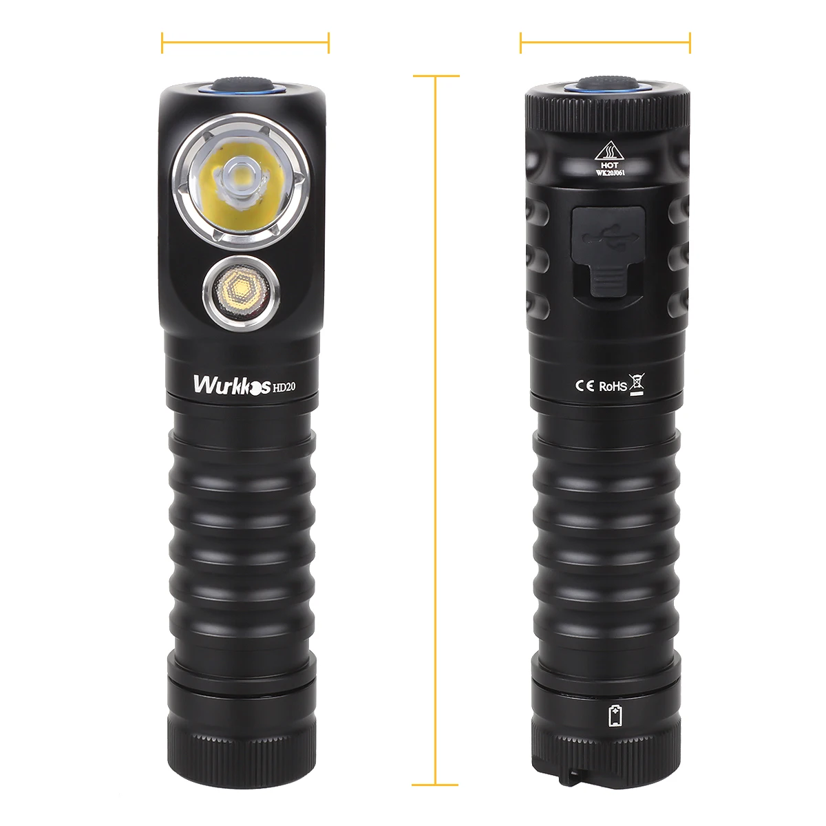 Wurkkos HD20 Stirnlampe, wiederaufladbar, 21700-Scheinwerfer, 2000 lm, Dual-LED, LH351D, XPL, USB-C, umgekehrte Aufladung, magnetisches Rücklicht, Campinglicht