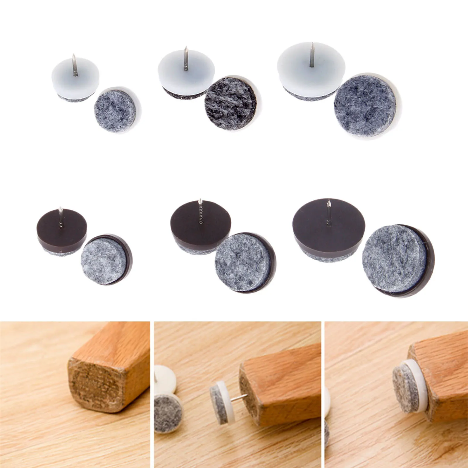 

20Pcs Felt Nail Protectors Furniture Table Chair Feet Legs Glides Skid Tile Felt Pad Floor Nail Protector 20mm/24mm/28mm