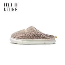 UTUNE Pantofole invernali Little Sheep Warm Women scarpe da interno in peluche uomo piattaforma pelosa scivoli Light Super Soft Home Flats Brown