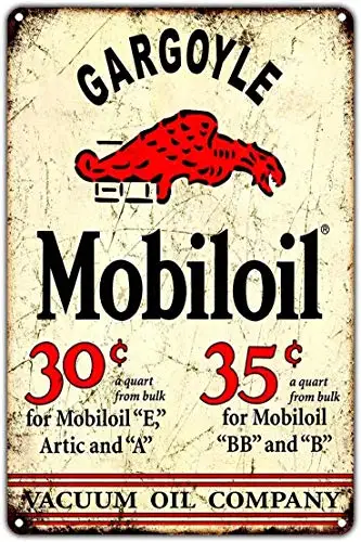 Gargoyle Mobiloil Vacuum Oil Company Retro Tin Sign 12x16 Vintage Decor Art by