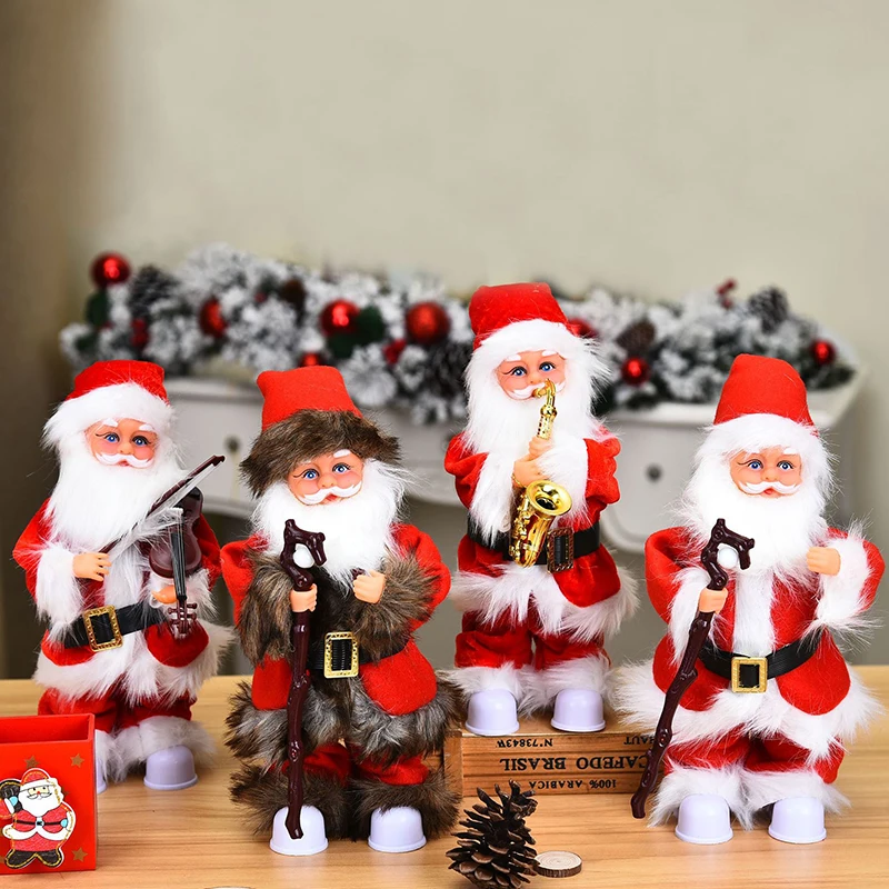 Electric Santa Claus Doll with Music, Swing Function, Merry Christmas Decorations, Home, Happy New Year, 28x8cm, 2024