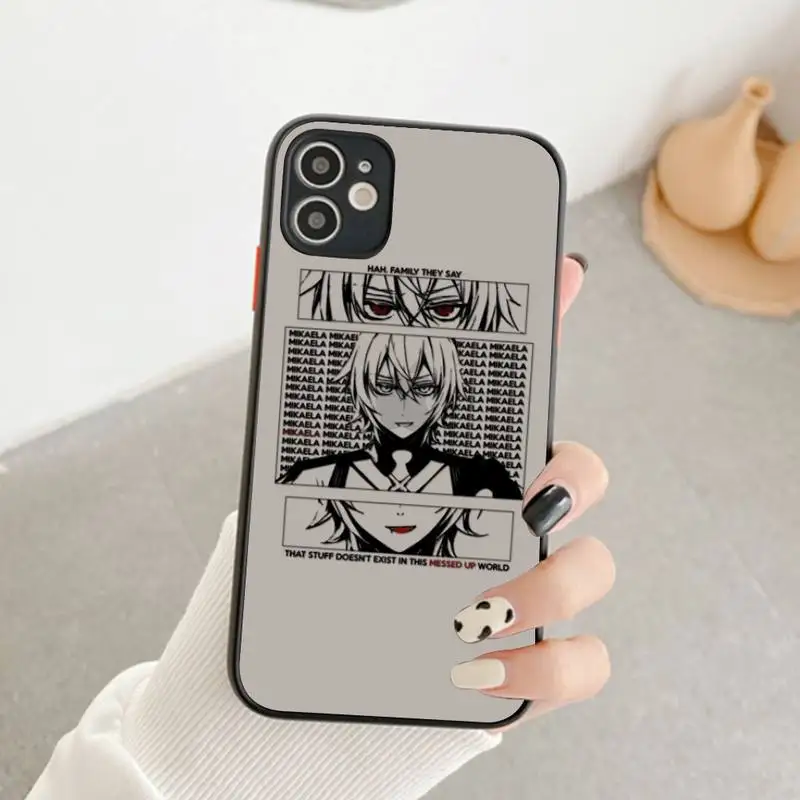 Anime Seraph of the end Mikaela Hyakuya Phone Case for iPhone X XR XS 7 8 Plus 11 12 pro MAX Translucent Matte Shockproof shell