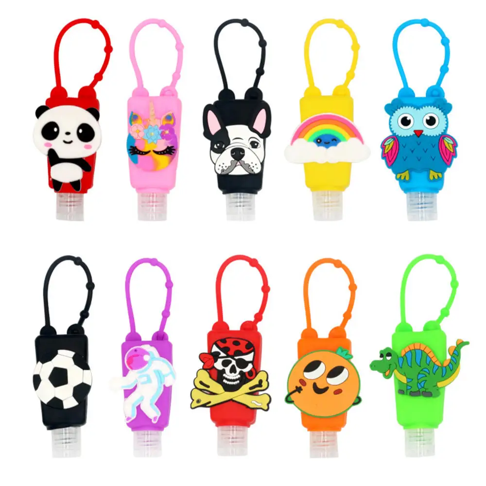 1pcs Cartoon Portable Mini Sanitizer Gel Holder Refillable Hand Gel Dispenser Keychain Mini Disinfection holder for Children