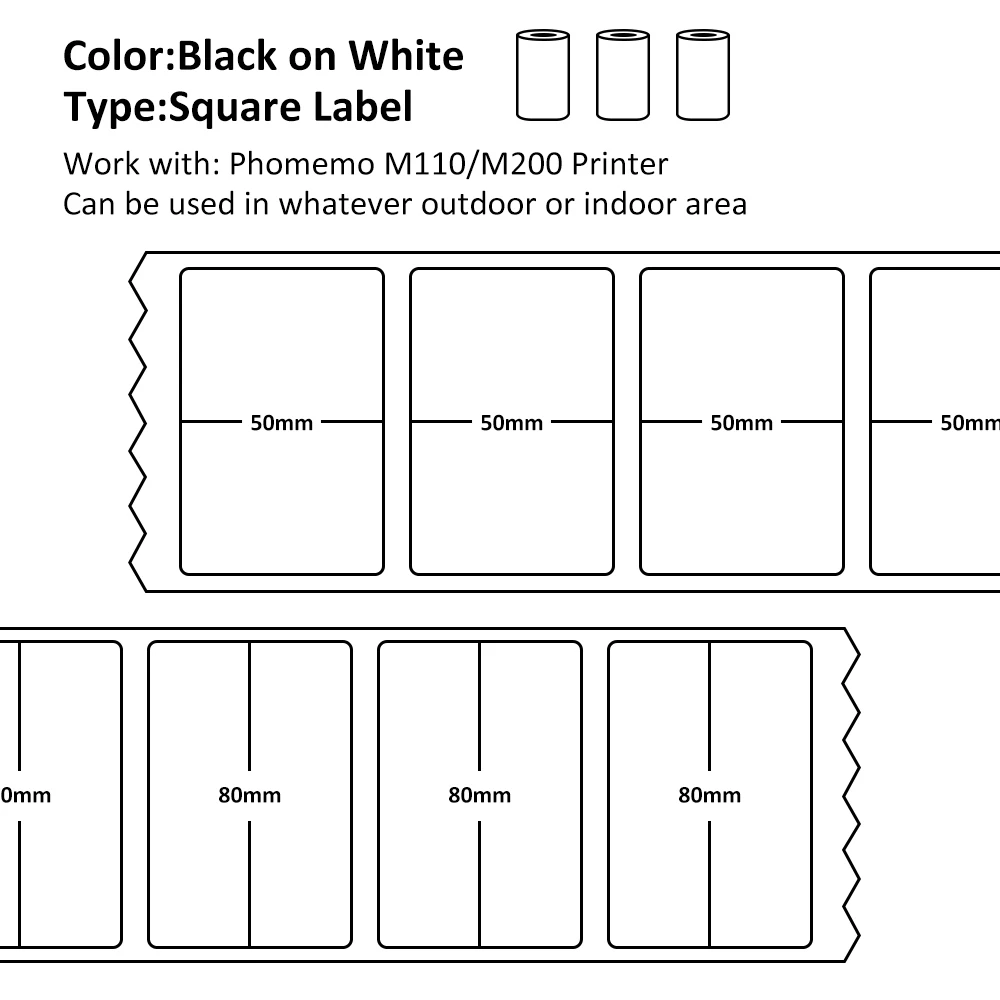 Phomemo etiquetas térmicas multiusos para impresora de etiquetas, papel adhesivo, papel adhesivo imprimible cuadrado redondo, M110, M200, M220