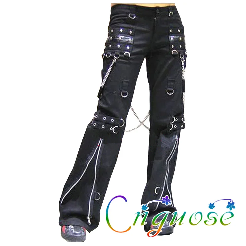 

Kill Matt Punk Rock style Clothing Long Pants Punk Gothic Horn Casual Rivet Eyewear Fashion Micro-Flare Flared Pants Streetwear