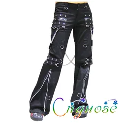 Kill Matt Punk Rock style Clothing Long Pants Punk Gothic Horn Casual Rivet Eyewear Fashion Micro-Flare Flared Pants Streetwear