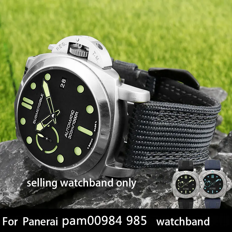 High quality canvas watchband for Panerai pam00984 985 sneaking 441 fat sea series nylon canvas Leather Wristband 24mm26mm strap