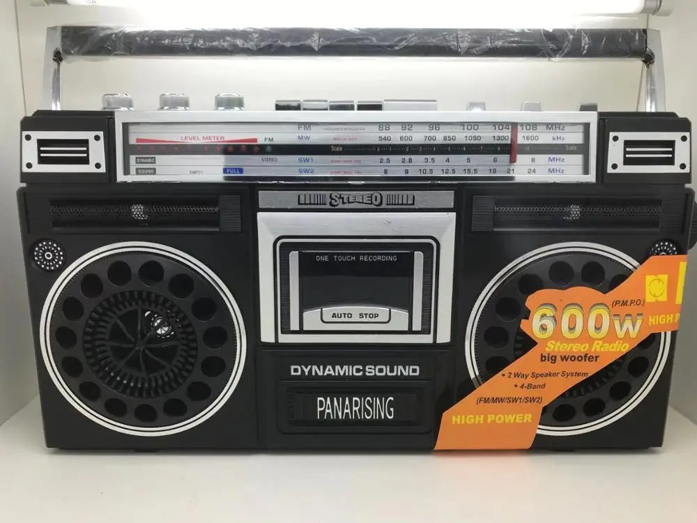 High Power Hot Sells High-end Style Big Radio-cassette Recorder with FM/AM/SW 1-2 Recording Function