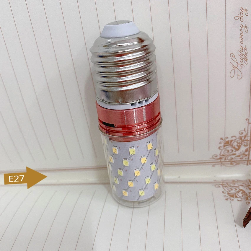 ضوء الذرة LED لمبة 12 واط ثلاثة لون عكس الضوء ، E14 ، E27 قاعدة LED لمبة المصباح الكهربي الموفرة للطاقة مع عاكس الضوء PC ، زاوية 360 درجة