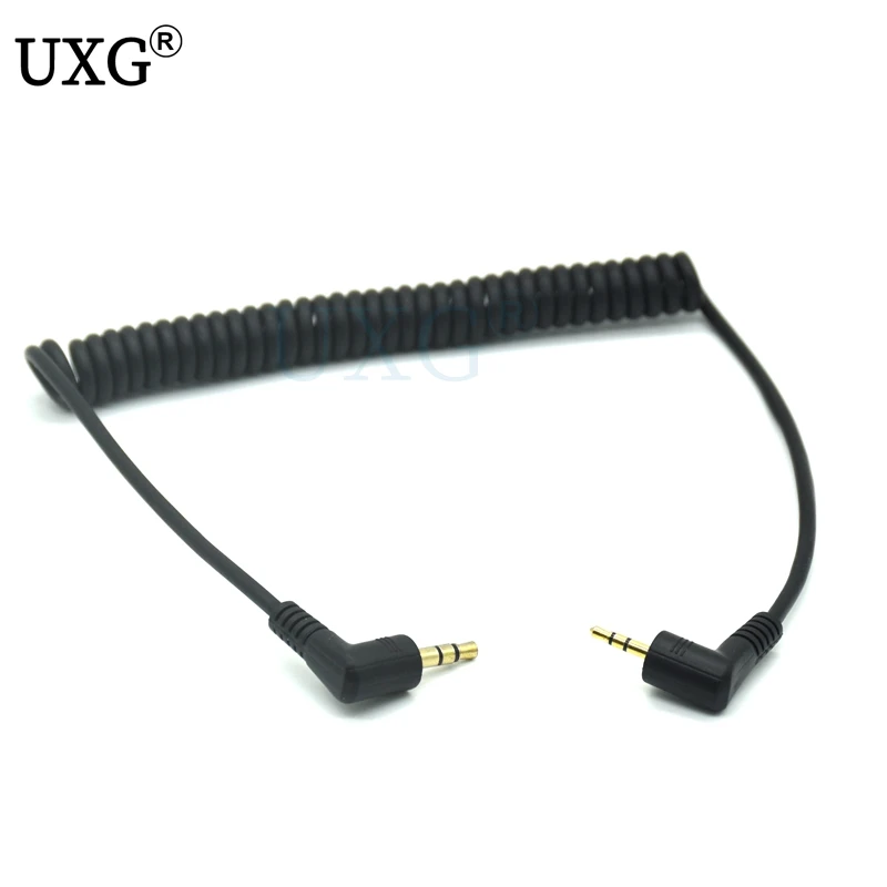 

90 Degree 3.5mm 3 Pole Male to 2.5mm 3 Pole Male Headphone Stereo Audio AUX Mini Spring Coiled Spiral Cable