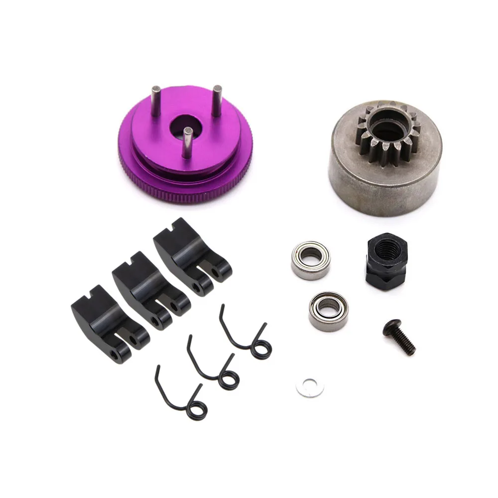 Clutch Bell Purple Color Flywheel with Bearing Set 14T Gear 3pin flywheel for 1/8 RC Engine Car