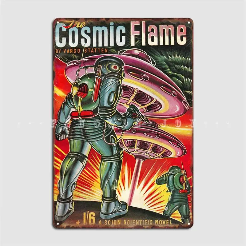 1950 Cosmic Flame The Best Sci Fi Comic Book Poster Metal Plaque Wall Decor Garage Club Cinema Living Room Tin Sign Poster